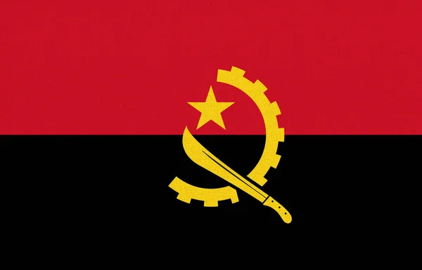 Bandeira Angola Bandeira Angola Superfície Tecido Bandeira Nacional Angolana Sobre — Fotografia de Stock