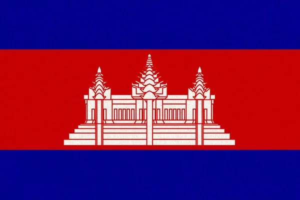 Flagge Kambodschas Kambodschanische Nationalflagge Auf Stoffoberfläche Kambodschas Nationalflagge Auf Strukturiertem — Stockfoto