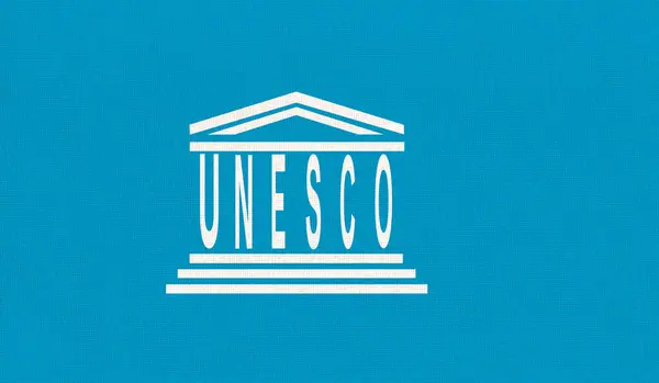 Flag of the United Nations Educational, Scientific and Cultural Organization (UNESCO). Flag of international organization UNESCO. Flag of UNESCO
