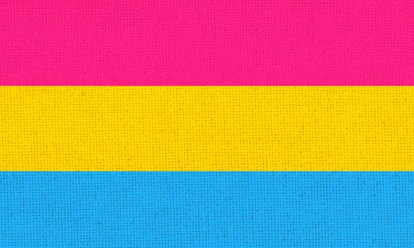 stock image The Pansexuality flag. Pansexual people sign. pansexuality symbol. bisexuality flag. Fabric Texture. Sexual orientation flag symbol.