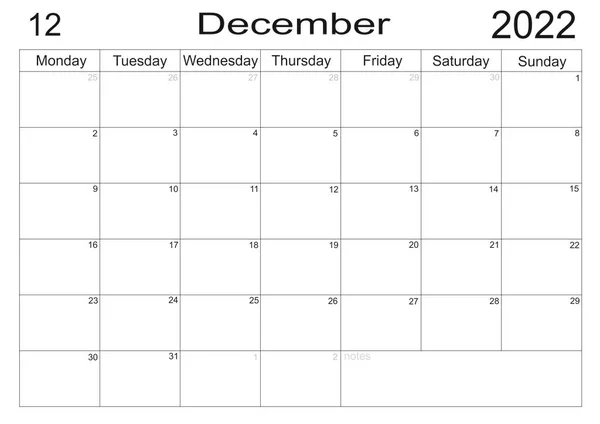 カレンダー 12月 2024 紙の背景のリストを行うための空のノートとスケジュール プランナー2024年12月 プランナーの空の細胞 月例オーガナイザー カレンダー 2024 — ストック写真