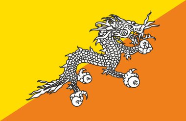 Bhutan Krallığı bayrağı. Ulusal Butan bayrağı. Bhutan ulusal bayrağı dokulu arka planda. Asya ülkesi