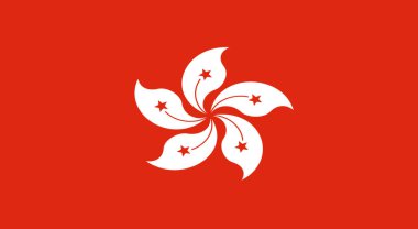 Hong Kong bayrağı. Hong Kong ulusal bayrağı. Asya ülkesi. Çin Halk Cumhuriyeti Hong Kong Özel Yönetim Bölgesi