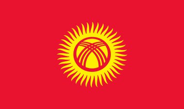 flag of Kyrgyzstan. flag of Asiatic country on fabric surface. Kyrgyz state flag. Fabric texture. Illustration of national symbol of Kyrgyzstan. Kyrgyz Republic official state symbol. 3D illustration