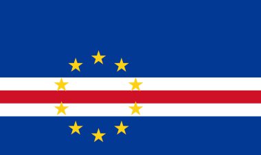 Cape Verde bayrağı. Ulusal Cape Verde bayrağı. Dokulu arka planda Cape Verde Ulusal Bayrağı. Kumaş dokusu. Cabo Verde Cumhuriyeti. Ada ülkesi