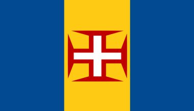 Flag of Madeira. flag of Portuguese island on fabric surface. Madeira symbol on textured background. Fabric texture. Island country. 3D illustration. Autonomous Region of Madeira