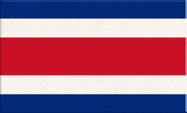 Kosta Rika Cumhuriyeti bayrağı. Kumaş yüzeyinde Kosta Rika bayrağı. Kumaş dokusu. Kosta Rika Cumhuriyeti. Ada ülkesi. resimleme