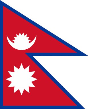 Nepal bayrağı. Kumaş yüzeyinde Nepal bayrağı. Kumaş dokusu. Nepal 'in ulusal sembolü. Nepal Federal Demokratik Cumhuriyeti. Asya ülkesi