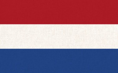 Hollanda bayrakları. Hollanda devlet sembolü. Kumaş yüzeyinde bayrak. Kumaş dokusu. Hollanda 'nın sembolü. Devlet sembolü. Ulusal sembol. Avrupa ülkesi