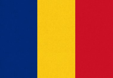 Romanya bayrağı. Kumaş dokusunda Romanya bayrağı. Ulusal Romen sembolü. Romanya ulusal bayrağı. Kumaş dokusu. Avrupa ülkesi. Ulusal sembol