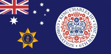 Illustration of Australian Flag of Royal Coronation. Royal Coronation Souvenir Official Emblem Flag. Australian symbol. Flag illustration of Australia clipart