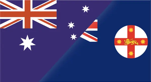 stock image Flag of Australia and Australian state New South Wales. Two Flag Together. Illustration of Australian flags. Double flag. National symbol of Australia and New South Wales. Official sign of Australia