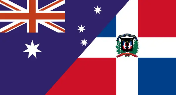 stock image Flag of Australia and Dominican Republic. Two Flags Together Australian and Dominican Republic national flags. Sports competitions. Political relations between Australia and Dominican Republic