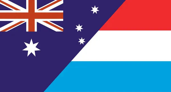 stock image Flag of Australia and Liechtenstein. Two Flags Together Australian and Liechtenstein national flags. Sports competitions between countries. Political relations between Australia and Liechtenstein