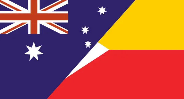 stock image Flag of Australia and Marquesas islands. Two Flags Together Australian and Marquesas islands. Sports competitions between countries. Political relations between Australia and Marquesas islands