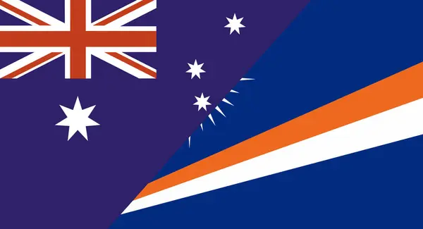 stock image Flag of Australia and Marshall Islands. Two Flags Together Australian and Marshall Islands. Political relations between Australia and Marshall Islands. Two countries flags