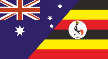 Avustralya ve Uganda bayrağı. İki Bayrak Birlikte. Avustralya ve Ugandalı ulusal bayraklar. Spor müsabakaları. Diplomatik ilişkiler. Ulusal Avustralya ve Ugandalı bayraklar