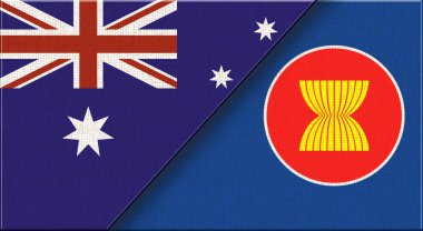 Flags of Australia and Arab League. Two Flags Together Australian and Arab League. Double Flags Together - 3D illustration. League of Arab States clipart