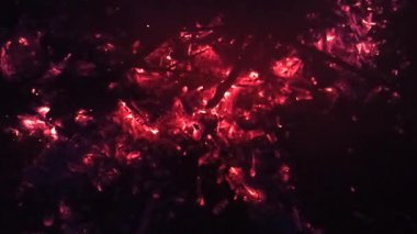 Ateşin içinde odun kömürü. Alev alev yanan kül. Kalorifer ocağında parlak bir şekilde yanan odun. Ateş ve alevler. Brezilya 'da alev alev yanan parlak diller.