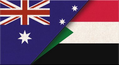 Double Flag of Australia and Sudan. Australian and Sudanese National flags. 3D illustration. Illustration of Double Flag. National symbol. Two Flags Together clipart