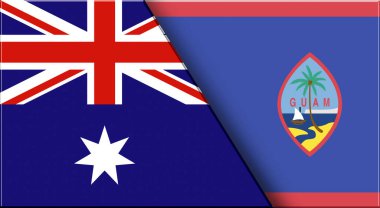 Double Flag of Australia and Guam. Australian and Guam National flags. 3D illustration. Illustration of Double Flag. National symbol. Two Flags Together clipart