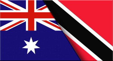 Double Flag of Australia ve Trinidad ve Tobago. Avustralya ve Trinidadian ulusal bayrakları. Üç boyutlu illüstrasyon. Çifte Bayrak 'ın İllüstrasyonu. İki Bayrak Birlikte