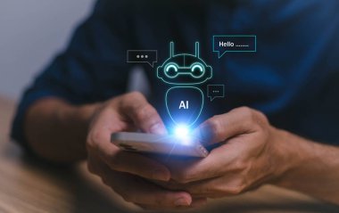 Yapay Zeka 'dan Yapay Zeka' yla sohbet et. Akıllı bir telefonla akıllı bir yapay zekayla sohbet eden bir adam istediği cevapları ister. Üretim için komut girerek, Robot,