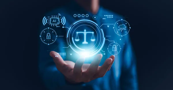 Al etik ya da Al Law konsepti. Etik yapay zeka kodları geliştiriyorum. Uyum, düzenleme, standart, iş politikası ve makine öğrenme algoritmalarında istenmeyen önyargılara karşı koruma.