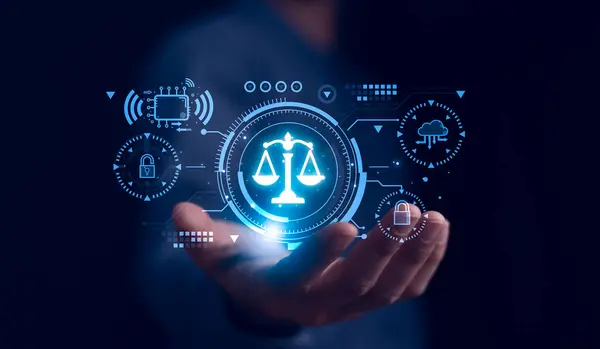 Al etik ya da Al Law konsepti. Etik yapay zeka kodları geliştiriyorum. Uyum, düzenleme, standart, iş politikası ve makine öğrenme algoritmalarında istenmeyen önyargılara karşı koruma.