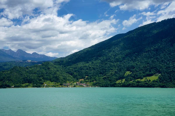 Lago Santa Croce Provincia Belluno Véneto Italia Verano —  Fotos de Stock