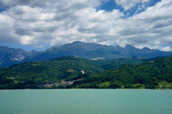 Lago Santa Croce Provincia Belluno Véneto Italia Verano —  Fotos de Stock