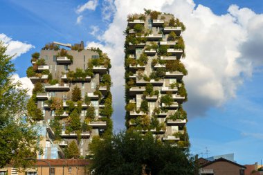 Modern buildings at Porta Nuova in Milan, Lombardy, Italy: Bosco Verticale
