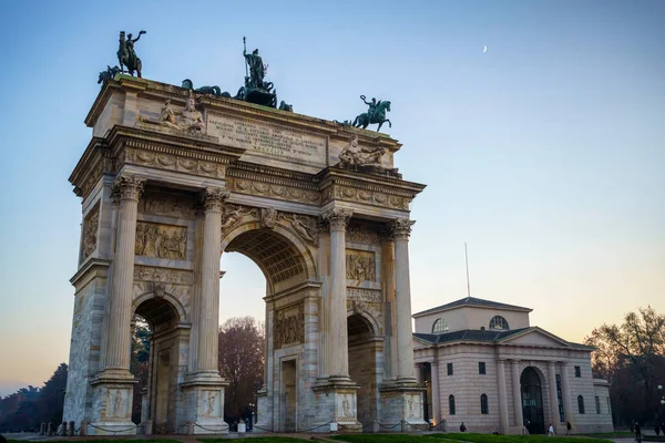 Milano Lombardiet Italien Historiska Bågen Kallas Arco Della Pace — Stockfoto