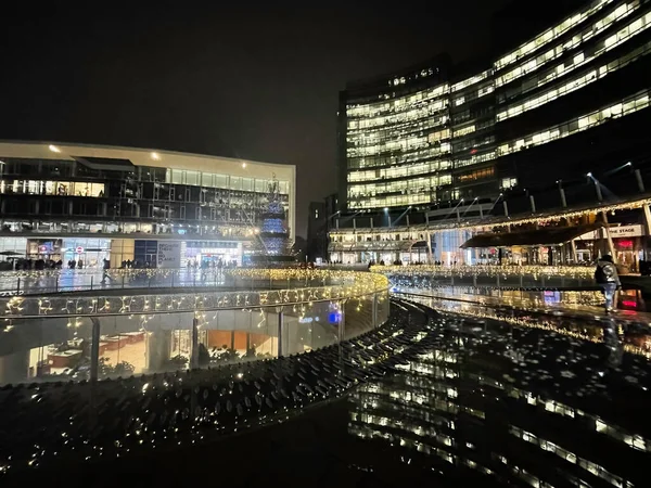 stock image The modern Gae Aulenti square at Porta Nuova in Milan, Lombardy, Italy, at evening