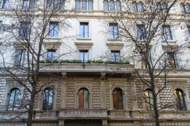 Old residential building along via Alberto da Giussano in Milan, Lombardy, Italy