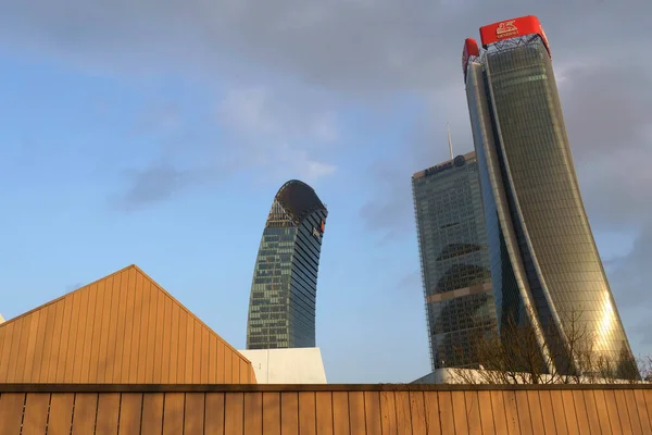 stock image Citylife, modern park in Milan, Lombardy, Italy, with the Three Towers