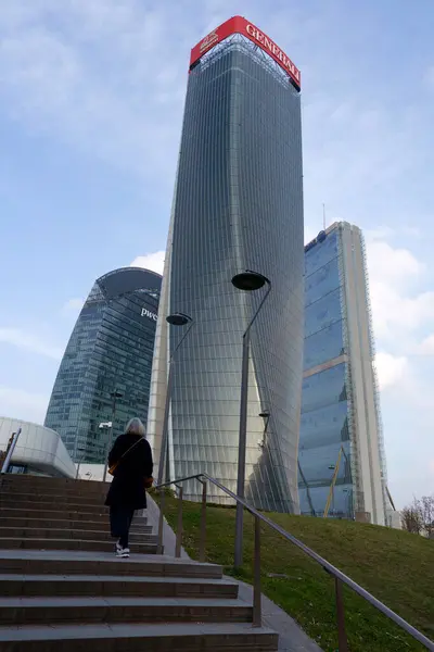 Stock image Citylife, modern park in Milan, Lombardy, Italy, with the Three Towers