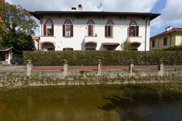 Maison Historique Long Canal Martesana Milan Lombardie Italie — Photo