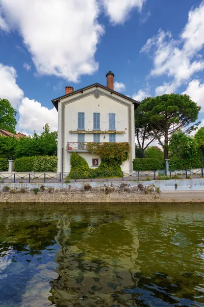 Casa Histórica Longo Canal Martesana Milão Lombardia Itália — Fotografia de Stock