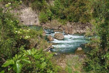 İlkbaharda Trezzo yakınlarındaki Adda Nehri 'nin bisiklet yolu boyunca manzara