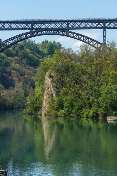 Železný Most Přes Řeku Addu Padernu Lombardie Itálie — Stock fotografie