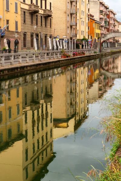 Réflexions Sur Naviglio Pavese Milan Lombardie Italie — Photo