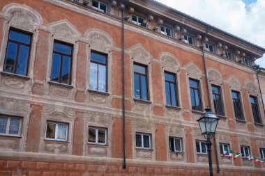 Mariano Dellepiane tarihi meydanı Novi Ligure, Alessandria ili, Piedmont, İtalya