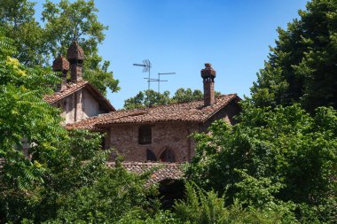 Grazzano Visconti 'nin eski binası, Piacenza ili, Emilia-Romaghna, İtalya