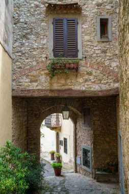Montefioralle, ortaçağ köyü, Chianti, Firenze ili, Toskana, İtalya