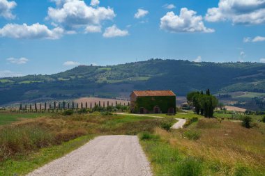 Tuscany 'deki kırsal alan Pienza, Siena vilayeti, Toskana, İtalya