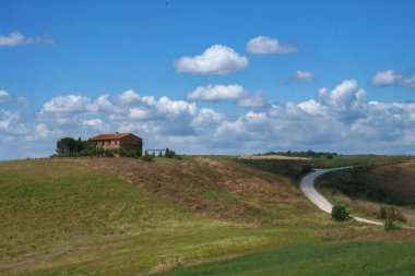 Tuscany 'deki kırsal alan Pienza, Siena vilayeti, Toskana, İtalya