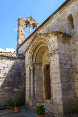 San Quirico d Orcia, Siena 'nın tarihi bir kasabası, Toskana, İtalya