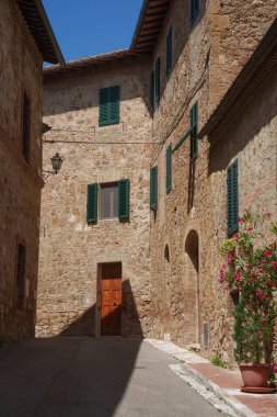 San Quirico d Orcia, Siena 'nın tarihi bir kasabası, Toskana, İtalya