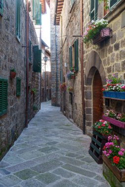 Abbadia San Salvatore, Siena 'nın tarihi bir kasabası, Toskana, İtalya
